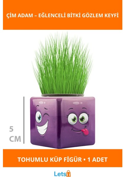 Sevimli Çim Adam Mini Küp Emoji Figürü 1 Adet