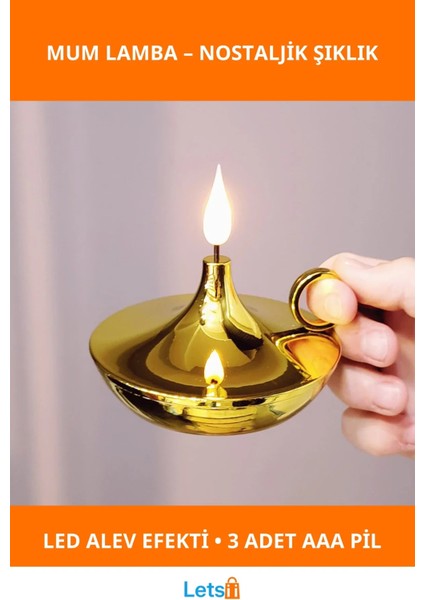 Dekoratif Gold Pilli Mum Lamba LED 11X11CM