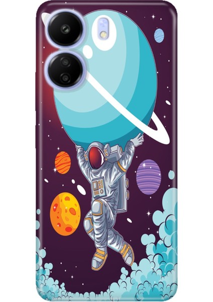 Xiaomi Poco C65 - Redmi 13C Kılıf Resimli Baskılı Silikon Astronot