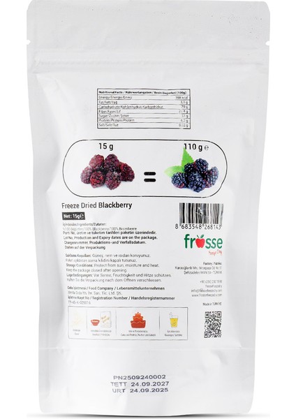 Freeze Dry Kurutulmuş Böğürtlen 110 gr fiyatları