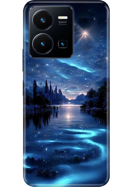 Vivo Y22S - Y35 Uyumlu Kılıf Resimli Desenli Silikon Gece Yarısı