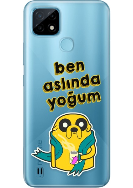 Realme C21 Uyumlu Kılıf Desenli Baskılı Silikon Ben Aslında Yoğum