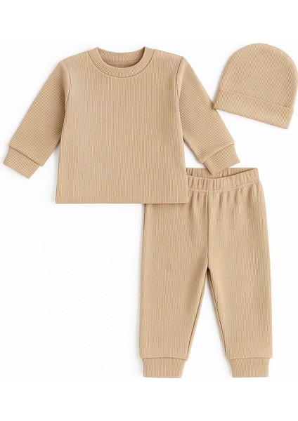 Bej Eşofman Bere Set Takım Basic Ribana