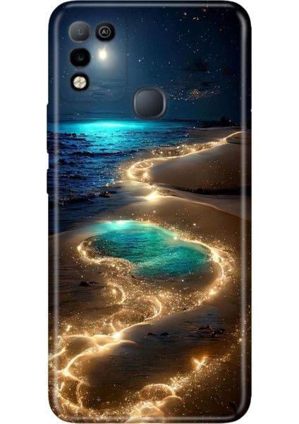 Infinix Hot 10 Play Uyumlu Kılıf Resimli Desenli Silikon Golden Beach