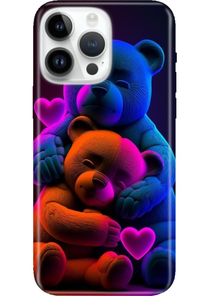 iPhone 16 Pro Kılıf Şeffaf Üzeri Resimli Silikon Bear Love