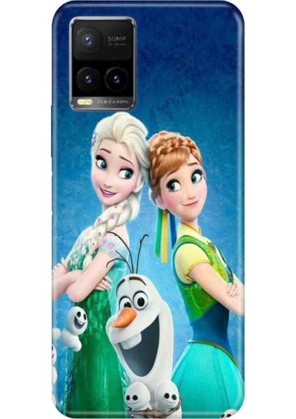 Vivo Y33S Uyumlu Kılıf Resimli Desenli Silikon Elsa Anna Olaf