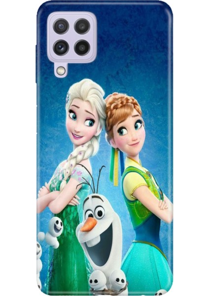 Samsung Galaxy A22 / M22 / M32 Uyumlu Kılıf Resimli Desenli Silikon Elsa Anna Olaf