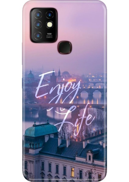 Infinix Hot 10 Uyumlu Kılıf Resimli Desenli Silikon Enjoy Life
