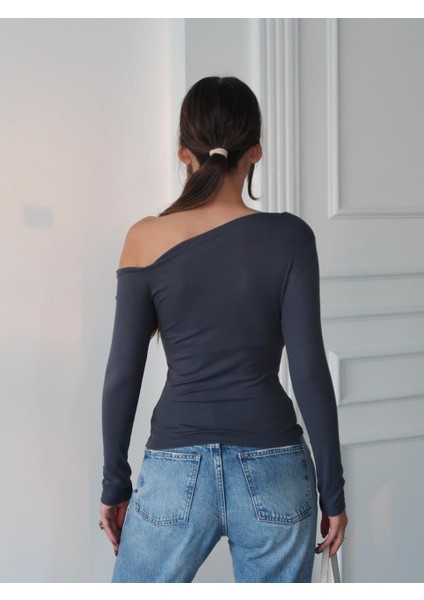 Kadın Tek Omuz Kayık Yaka Modal Kumaş Body fiyatları