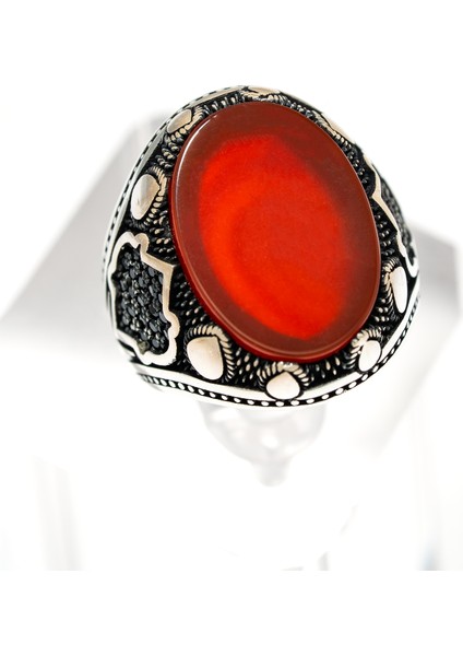 “erkek Gümüş Otantik Desenli Kırmızı Akik Taşlı El Işçiliği Vintage Model Yüzük – Siyah Detaylı 925 Ayar Gümüş” fiyatları
