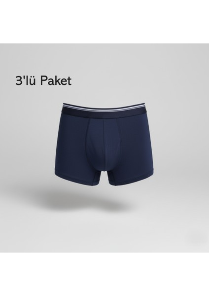 Erkek Boxer Pamuklu Cotton Elastan 3'lü Paket Ekstra Esnek Slim Fit - Berrak