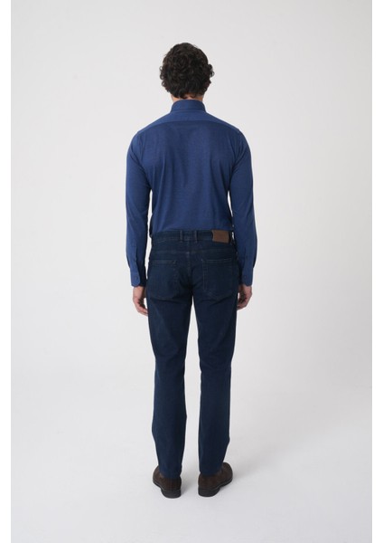 Erkek 5 Cepli Yıkamalı Jean Denim Pantolon Koyu Lacivert PNJ25K25202_40 fiyatları