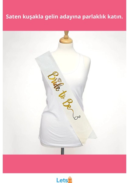 Altın Yazılı Beyaz Kuşak Bride To Be Kuşağı fiyatları