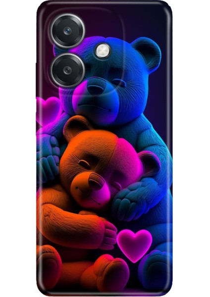 Oppo A3 4g Kılıf Oppo A3 Kamera Korumalı Silikon Desenli Bear Love