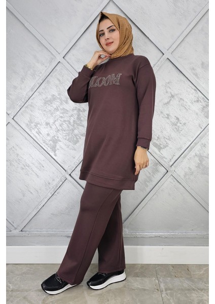 Kadın Taş Baskı Detaylı Tesettür Takım