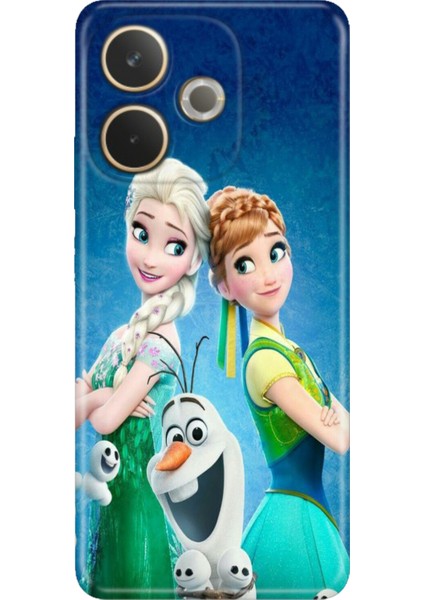 Oppo A5 Pro Kılıf Tema Trendy Silikon Baskılı Elsa Anna Olaf