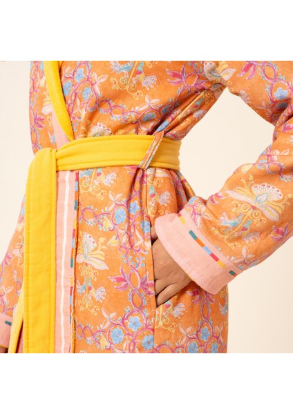 Tabea Şal Yaka Müslin Pamuk Bornoz - Turuncu modelleri