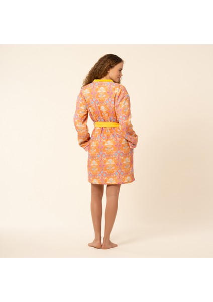 Tabea Şal Yaka Müslin Pamuk Bornoz - Turuncu fırsatları
