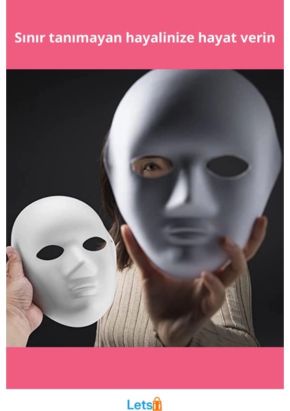 Beyaz Renk Boyanabilir Anonim Tam Yüz Cosplay Maske 24X18 cm fiyatları
