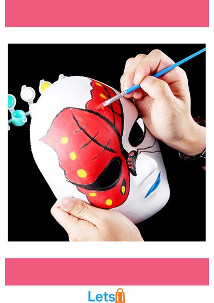 Beyaz Renk Boyanabilir Anonim Tam Yüz Cosplay Maske 24X18 cm modelleri