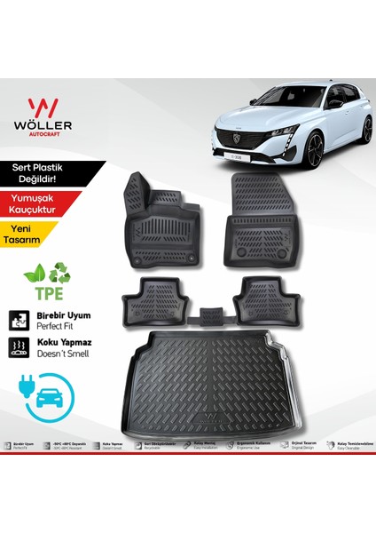Peugeot E 308 Paspas Bagaj Havuzu Set Elektrikli 2023 Sonrası Uyumlu 3D Ultraflex Set