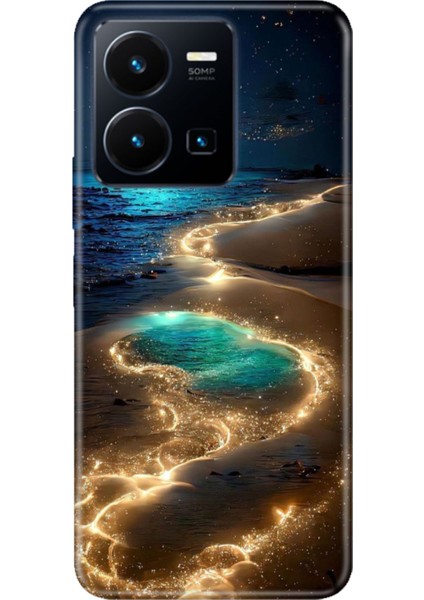 Vivo Y22S - Y35 Uyumlu Kılıf Resimli Desenli Silikon Golden Beach
