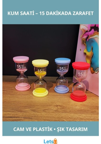 15 Dakikalık Şık Kum Saati Cam ve Plastik Malzeme