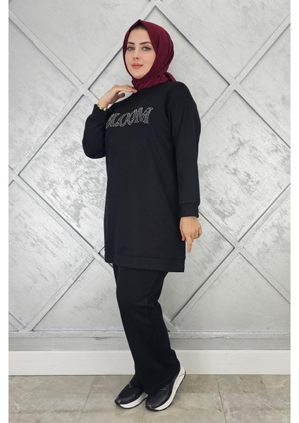 Kadın Taş Baskı Detaylı Tesettür Takım