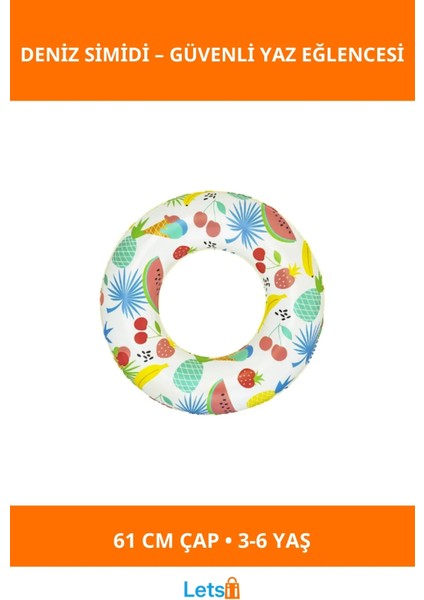Desenli 61 cm Çocuk Deniz Simidi Yaz Temalı