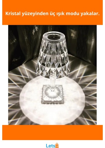 Kristal Abajur LED Kumandalı Dokunmatik Masa Lambası 25.5 x 8.5 cm fiyatları