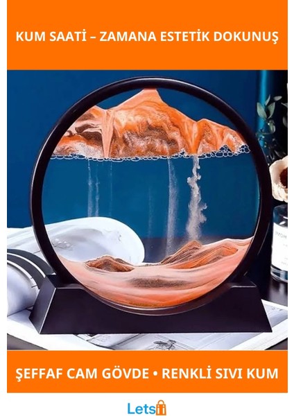 Estetik Dekoratif Sulu Kum Saati 5 Inç