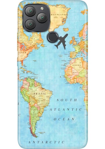 General Mobile Gm 22 Plus Uyumlu Kılıf Silikon Desenli Tam Koruma Resimli Harita