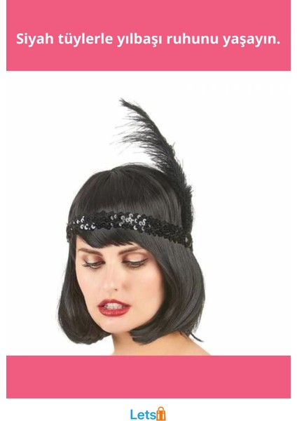 Yılbaşı Gerçek Tüy Saç Bandı Siyah Renk Yetişkin ve Çocuk fiyatları