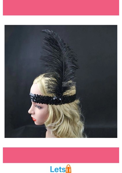 Yılbaşı Gerçek Tüy Saç Bandı Siyah Renk Yetişkin ve Çocuk modelleri