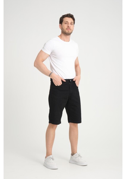 R-4387 Fermuarlı Yıkamalı Kot Şort