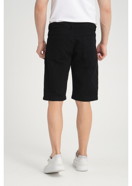 R-4387 Fermuarlı Yıkamalı Kot Şort