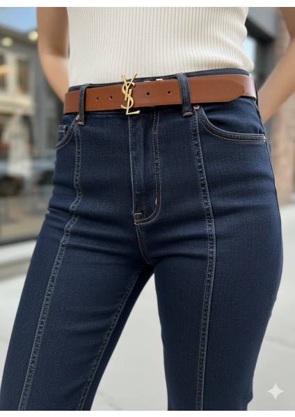 Kadın Siyah Jean Ispanyol Paça Yüksek Bel Dikiş Detaylı Flare Kot Pantolon