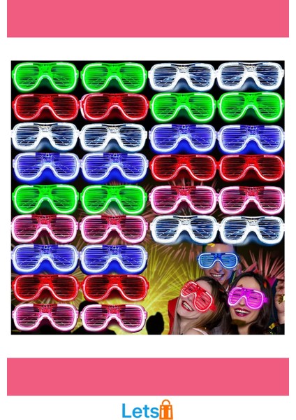 Glow Işıklı Panjur Parti Gözlüğü 12 Adet Neon Renkler fırsatları