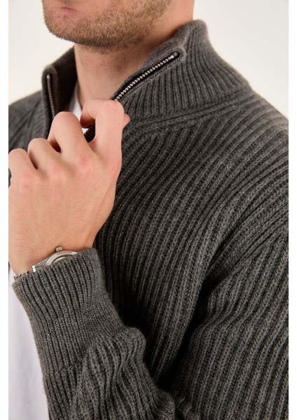 X-5003 Fermuarlı Triko Hırka