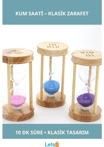 Ahşap Kum Saati 10 Dakika Dekoratif Zaman Ölçer