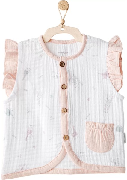 Andywawa AC25525 Love Family Müslin Yelek Ekru