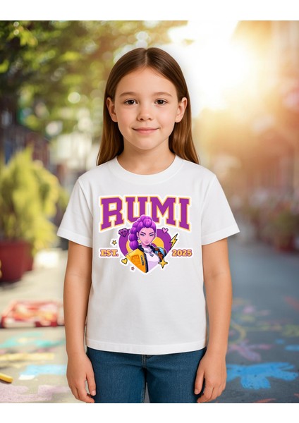 Kpop Demon Hunters Huntrix Rumi Kısa Kollu Baskılı Kız Çocuk Tişört (4-13 Yaş) fiyatları