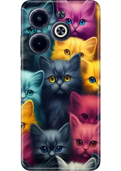 Infinix Hot 40 Uyumlu Kılıf Temalı Uv Motifli Silikon Kedicikler
