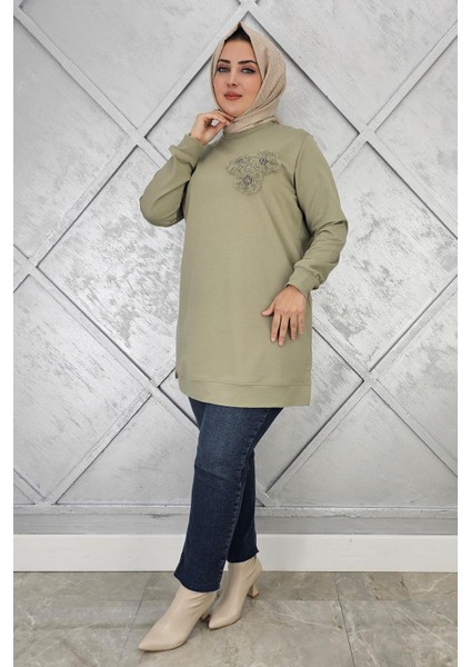 Kadın Dikme Çiçek Detaylı Tesettür Tunik fiyatları
