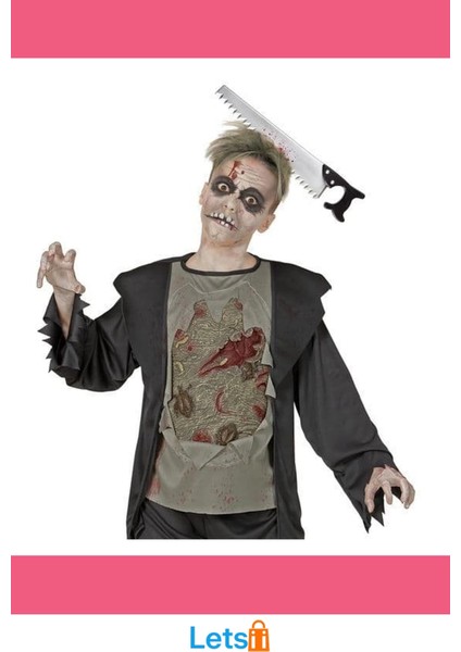 Kafaya Saplanmış Kanlı Testere Şaka Tacı Eğlenceli Halloween Aksesuarı fırsatları