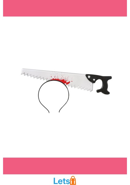 Kafaya Saplanmış Kanlı Testere Şaka Tacı Eğlenceli Halloween Aksesuarı indirimleri