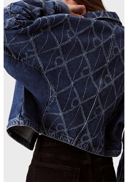 Tamamı Logolu Pamuklu Regular Fit Kot Ceket LV047D749GYY2 Bayan Kot Ceket LV047D749G Yy2 modelleri