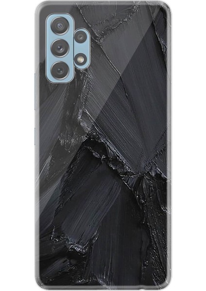 Samsung Galaxy A52 Kılıf Marble Seri Silikon - Siyah Beton
