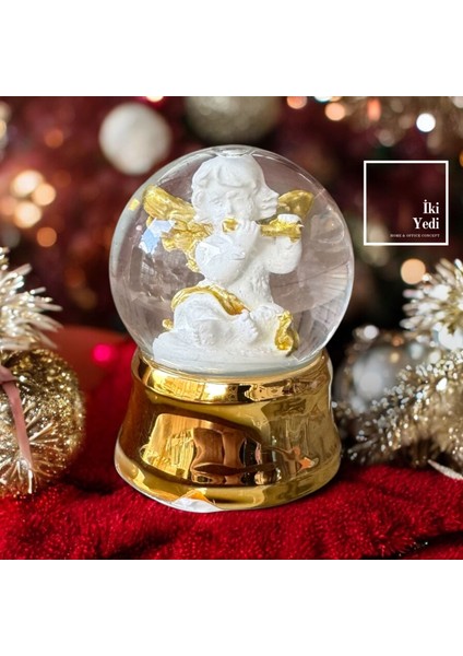 Melek Çocuk Mini Kar Küresi, Yılbaşı Hediyesi, Dekoratif Hediyelik Objeler ve Süs Eşyaları