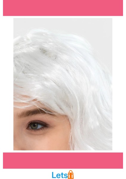 Beyaz Kahküllü Dalgalı Uzun Parti Peruk modelleri